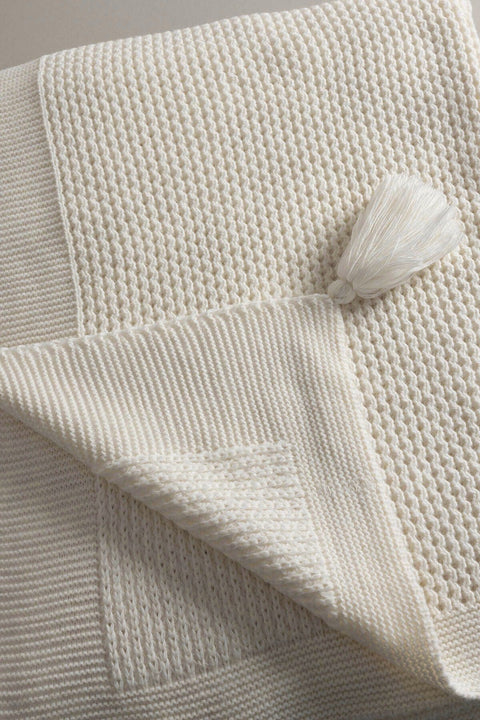 Koza Home Miel Cream Single Blanket with Pom Pom Edge 160 x 220 37101 Single