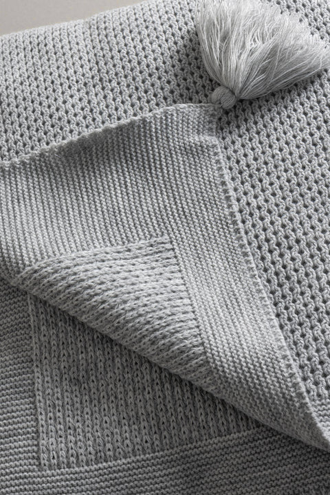 Koza Home Miel Gray Double Blanket with Pom Pom Edge 200x220 37105 Double