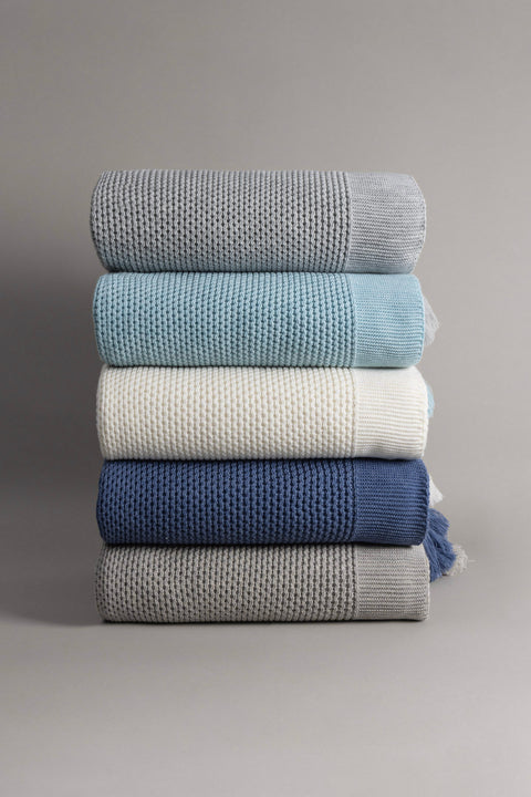 Koza Home Miel Gray Double Blanket with Pom Pom Edge 200x220 37105 Double