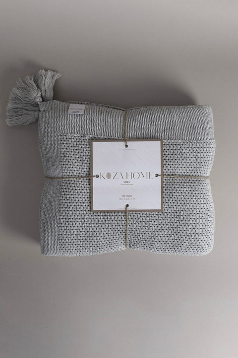 Koza Home Miel Gray Edge Pom Pom Single Blanket 160x220 37106 Single
