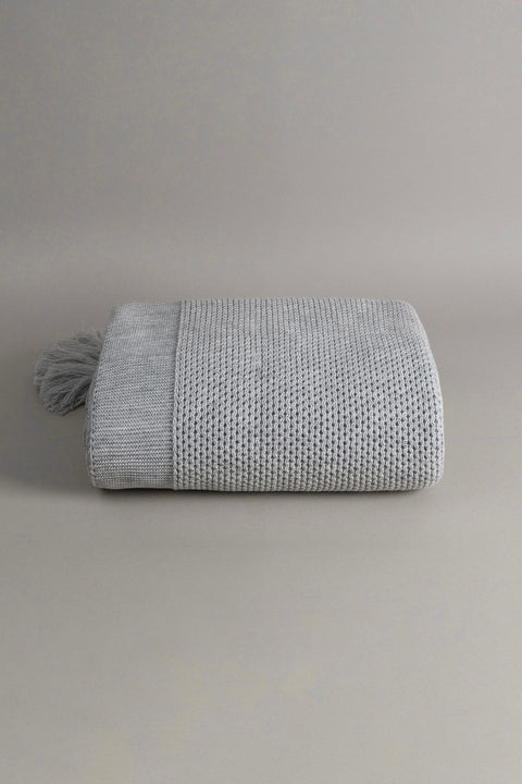 Koza Home Miel Gray Edge Pom Pom Single Blanket 160x220 37106 Single