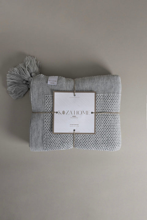 Koza Home Miel Gray Edge Pom Pom TV Blanket 130x170 37107 130 x 170