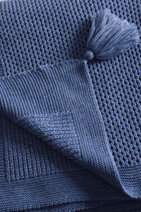 Koza Home Miel Indigo Edge Pompom Double Blanket 200x220 37115 Double