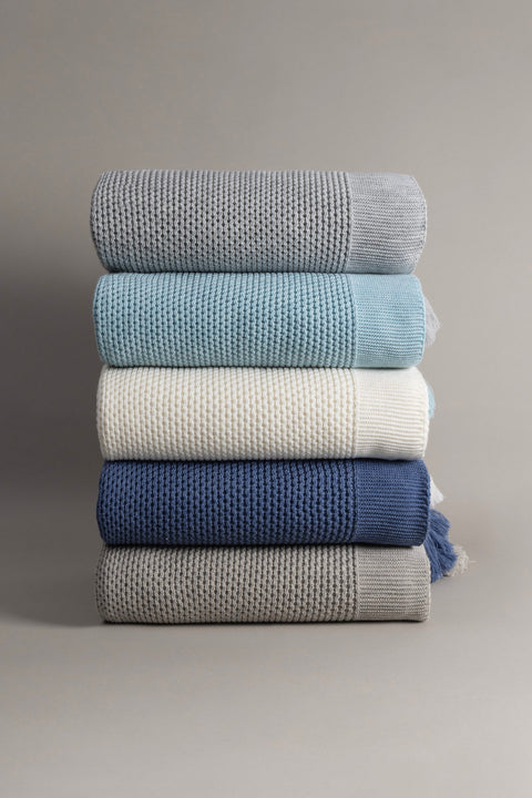 Koza Home Miel Indigo Edge Pompom Double Blanket 200x220 37115 Double