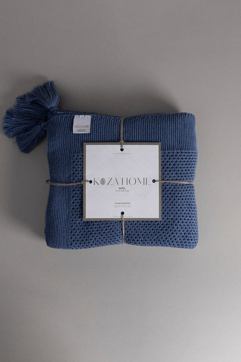 Koza Home Miel Indigo Edge Pompom TV Blanket 130x170 37117 130 x 170