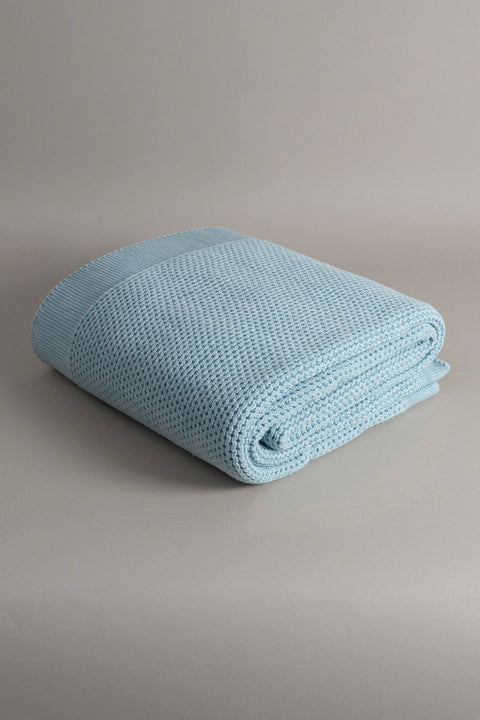 Koza Home Miel Blue Edge Pom Pom Single Blanket 160x220 37121 Single