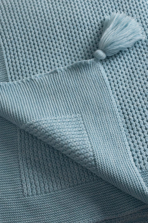 Koza Home Miel Blue Edge Pom Pom Single Blanket 160x220 37121 Single