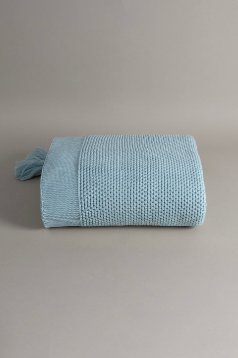 Koza Home Miel Blue Edge Pom Pom Single Blanket 160x220 37121 Single
