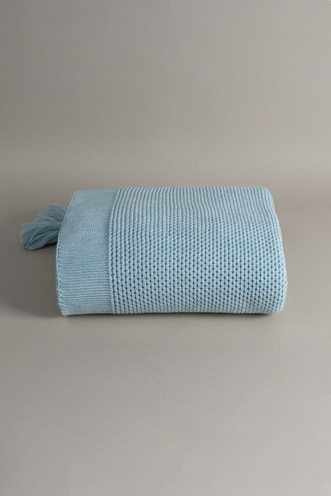 Koza Home Miel Blue Edge Pom Pom TV Blanket 130x170 37122 130 x 170