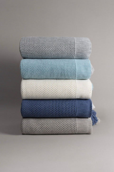 Koza Home Miel Blue Edge Pom Pom TV Blanket 130x170 37122 130 x 170