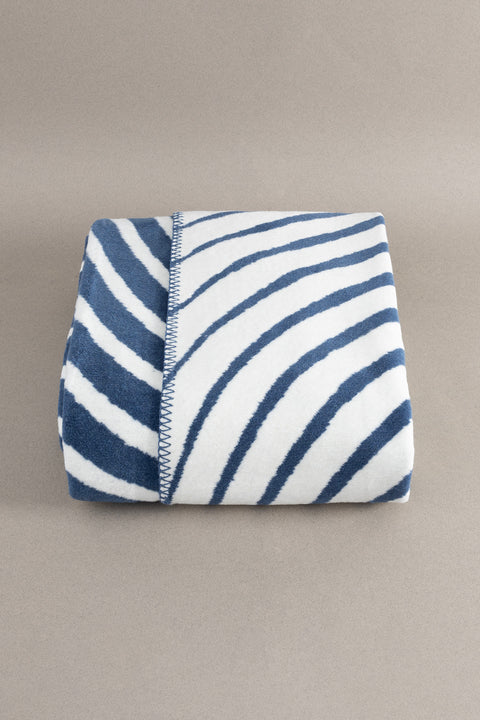 Koza Home Twin Blanket Soft Cotton Single Blanket Blue Cream 150 x 200 5031A Single