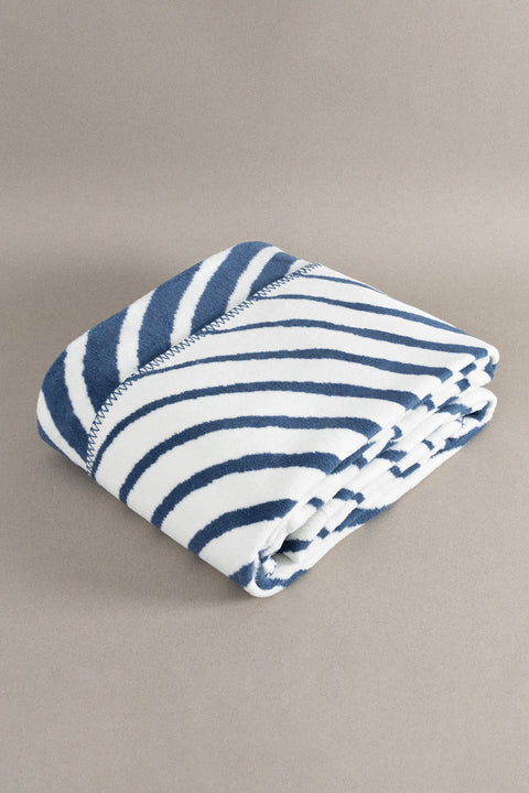 Koza Home Twin Blanket Soft Cotton Single Blanket Blue Cream 150 x 200 5031A Single