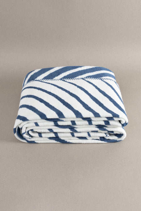 Koza Home Twin Blanket Soft Cotton Single Blanket Blue Cream 150 x 200 5031A Single