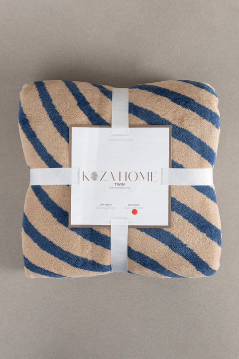 Koza Home Twin Blanket Soft Cotton Single Blanket Coffee Blue 150 x 200 5033A Single