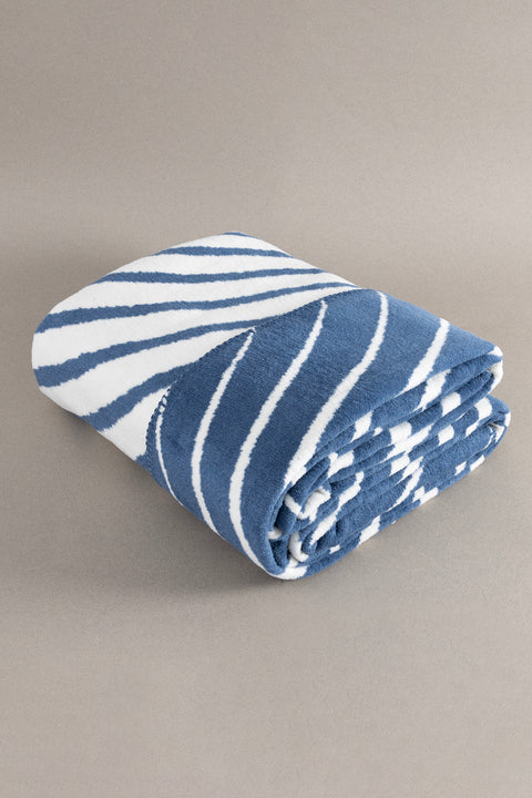 Koza Home Twin Blanket Soft Cotton Double Blanket Blue Cream 200 x 220 5035A Double