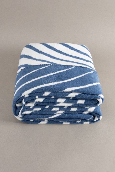 Koza Home Twin Blanket Soft Cotton Double Blanket Blue Cream 200 x 220 5035A Double