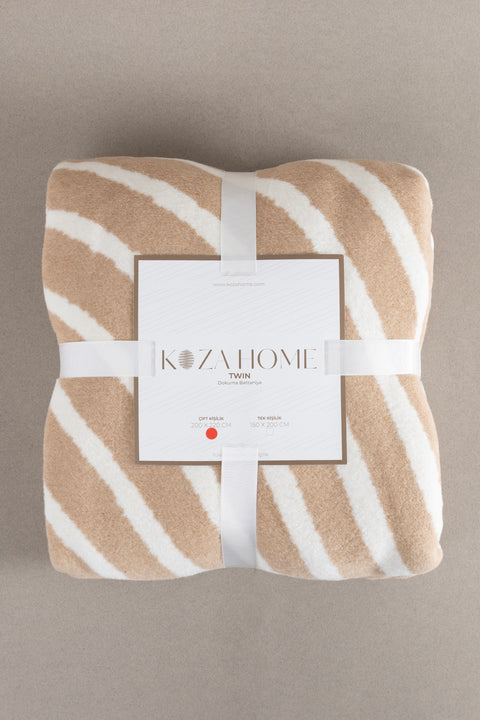 Koza Home Twin Blanket Soft Cotton Double Blanket Coffee Cream 200 x 220 5036A Double