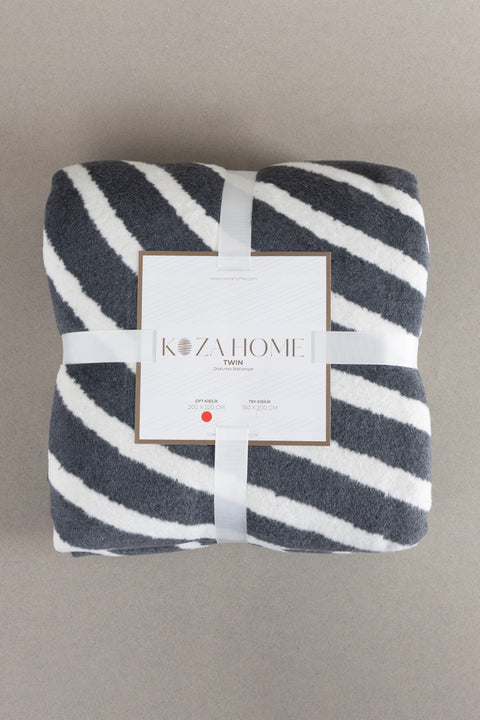 Koza Home Twin Blanket Soft Cotton Double Blanket Anthracite Cream 200 x 220 5038A Double