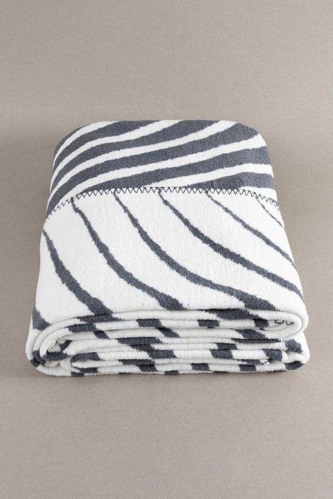 Koza Home Twin Blanket Soft Cotton Double Blanket Anthracite Cream 200 x 220 5038A Double