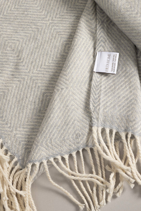 Koza Home Suez Grey White Color Wool Tv Blanket 91247 130x170 cm Single