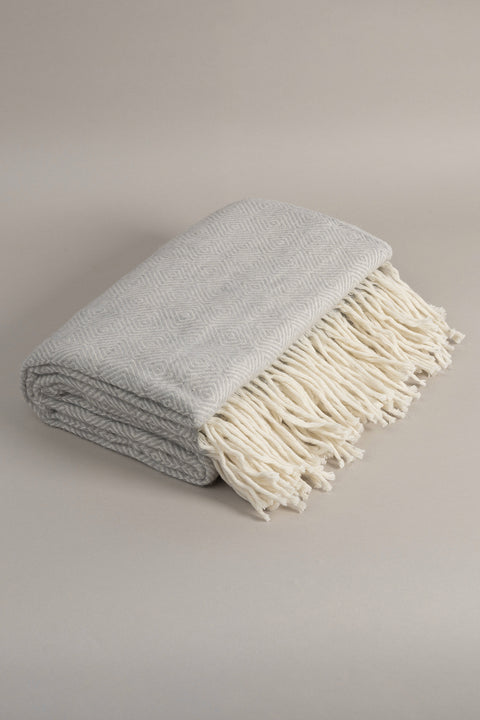 Koza Home Suez Grey White Color Wool Double Blanket 91249 180x220 cm Double