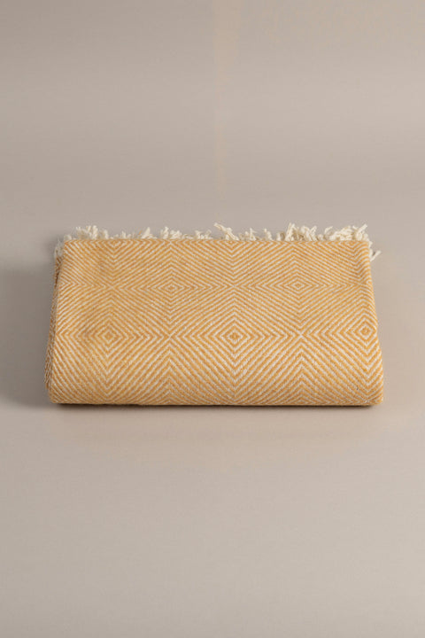 Koza Home Suez Mustard White Color Wool Tv Blanket 91250 130x170 cm Single