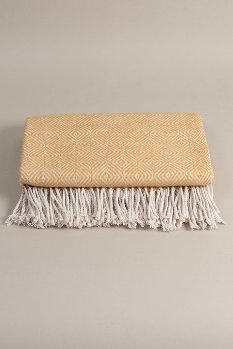 Koza Home Suez Mustard White Color Wool Single Blanket 91251 150x200 cm Single