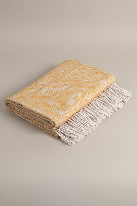 Koza Home Suez Mustard White Color Wool Single Blanket 91251 150x200 cm Single