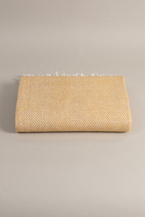 Koza Home Suez Mustard White Color Wool Single Blanket 91251 150x200 cm Single