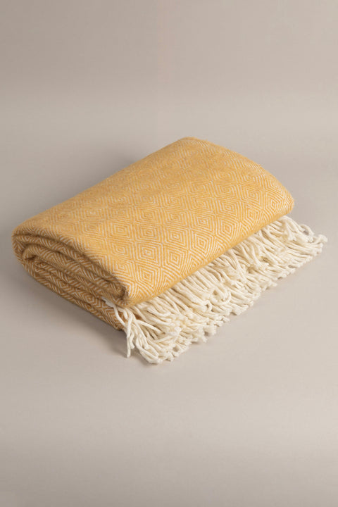 Koza Home Suez Mustard White Color Wool Double Blanket 91252 180x220 cm Double