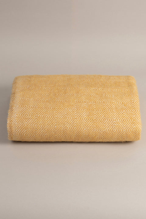 Koza Home Suez Mustard White Color Wool Double Blanket 91252 180x220 cm Double