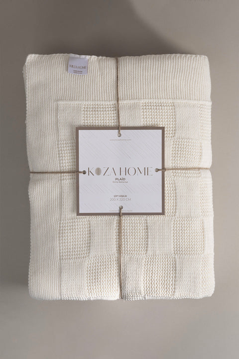 Koza Home Plaid Cream Double Blanket 200x220 15000 Double