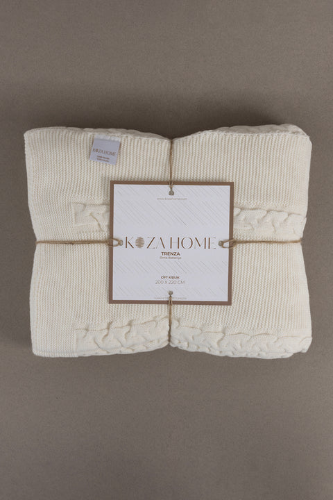 Koza Home Trenza Cream Double Blanket 200x220 15025 Double