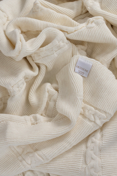 Koza Home Trenza Cream Double Blanket 200x220 15025 Double