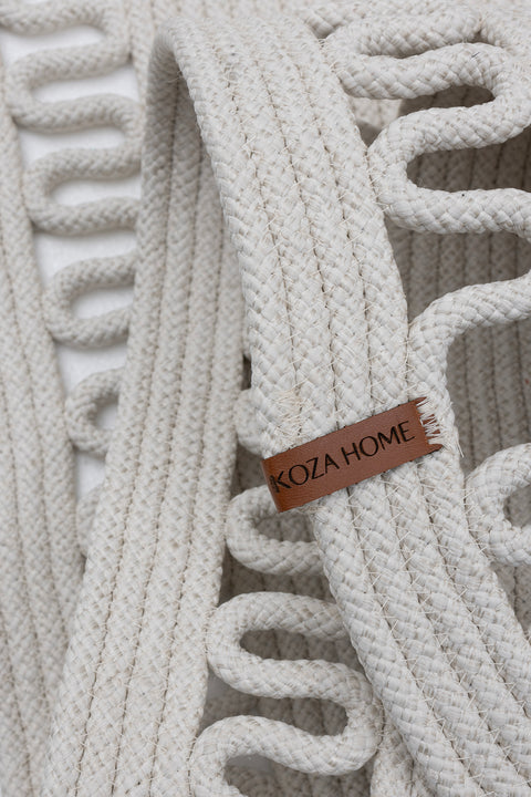 Koza Home Cesta American Service Handmade Cotton Cream Jute Knitted Decorative Runner 37x136cm 9686 37 x 136