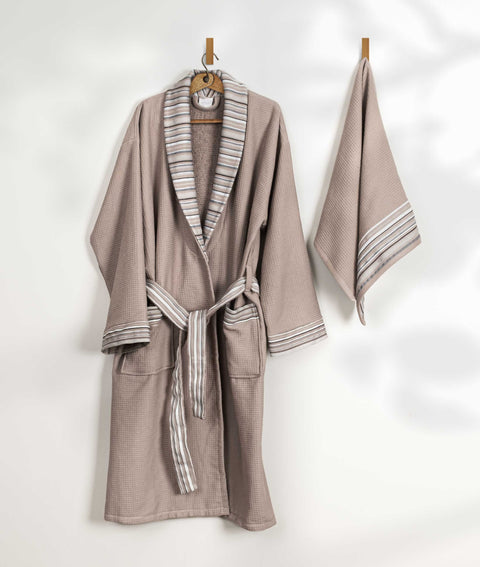 Koza Home Limira 2 Piece Set Mink Cotton 1 Bathrobe SM 1 Dowry Towel 50x90 2228 SM