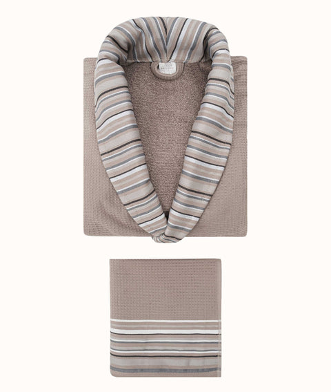 Koza Home Limira Set of 2 Mink Cotton 1 Bathrobe L-XL 1 Dowry Towel 50x90 2233 L-XL