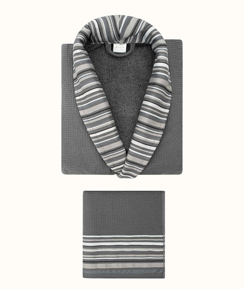 Koza Home Limira 2 Piece Set Anthracite Cotton 1 Bathrobe L-XL 1 Dowry Towel 50x90 2234 L-XL