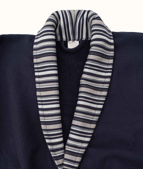 Koza Home Limira Set of 2 Navy Blue Cotton 1 Bathrobe L-XL 1 Dowry Towel 50x90 2236 L-XL