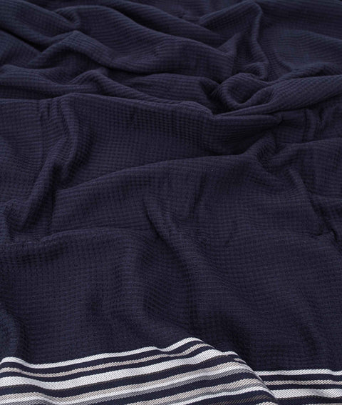 Koza Home Limira Set of 4 Navy Blue Cotton 2 Bathrobes (1 SM)-(1 L-XL) 2 Dowry Towels 50x90 2241 SML-XL