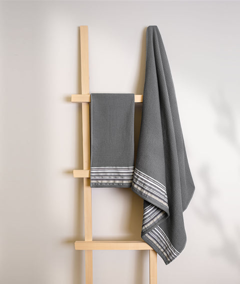 Koza Home Limira 2-Piece Anthracite Dowry Towel Set 50x90-90x150 2259 50 x 90 - 90 x 150