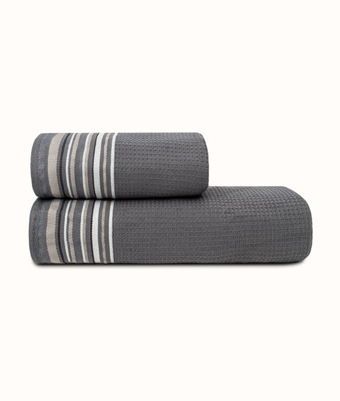 Koza Home Limira 2-Piece Anthracite Dowry Towel Set 50x90-90x150 2259 50 x 90 - 90 x 150
