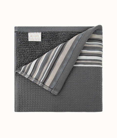 Koza Home Limira 2-Piece Anthracite Dowry Towel Set 50x90-90x150 2259 50 x 90 - 90 x 150