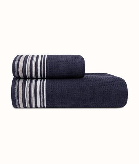 Koza Home Limira 2-Piece Navy Blue Dowry Towel Set 50x90-90x150 2261 50 x 90 - 90 x 150