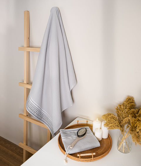 Koza Home Limira 2-Piece Gray Dowry Towel Set 50x90-90x150 2262 50 x 90 - 90 x 150