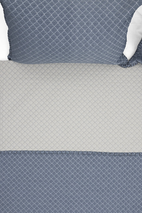 Koza Home Malea Navy Blue Double Bedspread 230x250 2 Pillow 50x70 5006 230 x 250