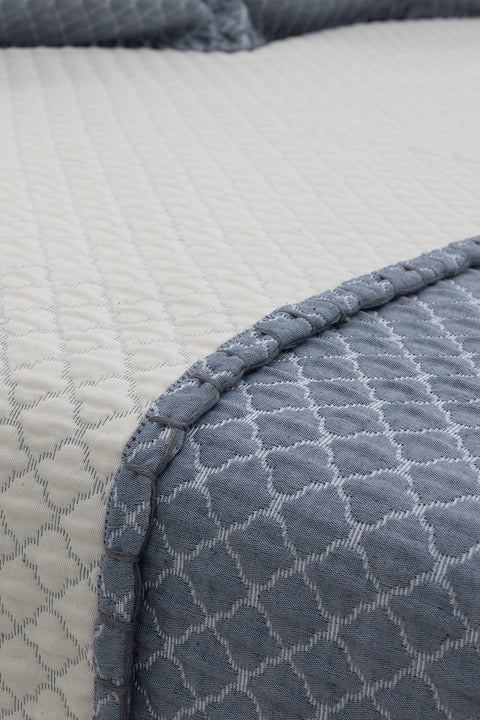 Koza Home Malea Navy Blue Double Bedspread 230x250 2 Pillow 50x70 5006 230 x 250