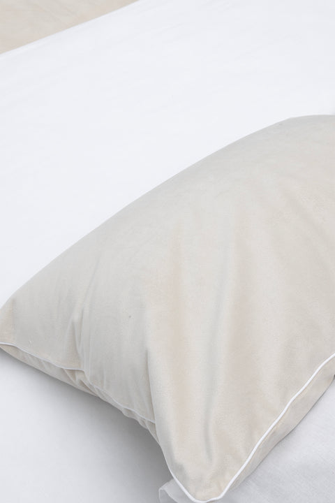 Koza Home Linda Cream Velvet Double Duvet Cover Set 200x220 4 Pillows 5007 200 x 220