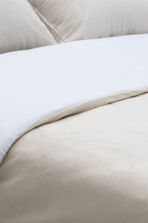 Koza Home Linda Cream Velvet Double Duvet Cover Set 200x220 4 Pillows 5007 200 x 220