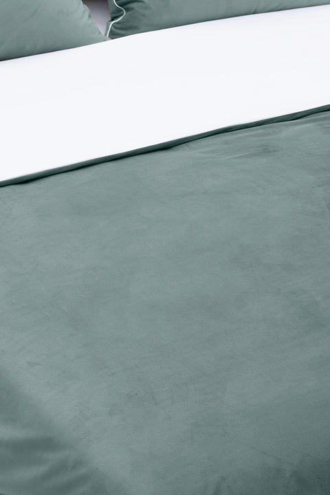 Koza Home Linda Green Velvet Double Duvet Cover Set 200x220 4 Pillows 5009 200 x 220